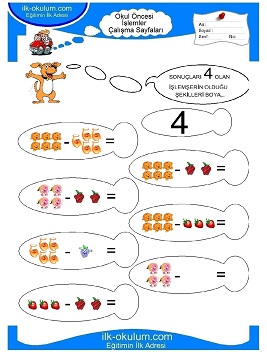 Çocuklar İçin toplam işlemi yaprak testleri 